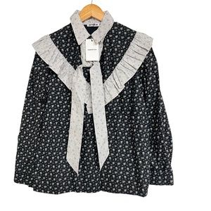 New Batsheva Carol Ruffle Blouse Top